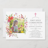 アクアレルワイルドフラワーファースト聖餐式 招待状 (正面)