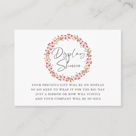 アクアレルワイルドフラワーベイビーシャワーディスプレイシャワー エンクロージャーカード (正面)