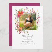 アクアレルワイルドフラワー写真妊娠 案内状 (正面/裏面)