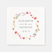 アクアレルワイルドフラワー春の結婚式 スタンダードカクテルナプキン (正面)