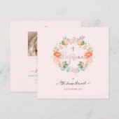 アクアレル小さな花のデザイン 洗礼のお知らせ 招待状 (正面/裏面)