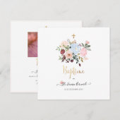 アクアレル小さな花の洗礼のお知らせ 招待状 (正面/裏面)