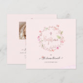 アクアレル・プチ・フルール　洗礼のお知らせ 招待状 (正面/裏面)