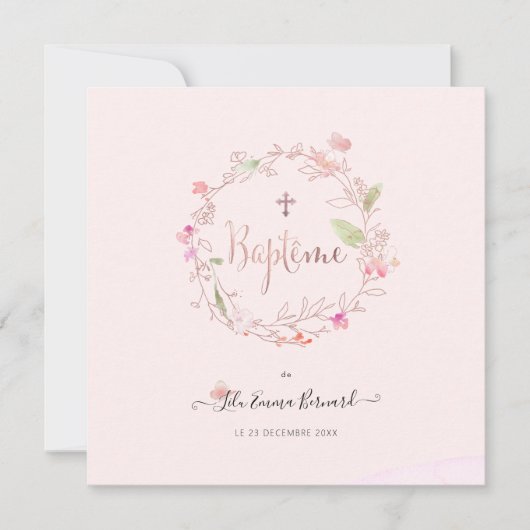 アクアレル・プチ・フルール　洗礼のお知らせ 招待状 (正面)