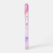 アクアレル・ルミエール 高級ピンクブルー水彩 iPhone 16ケース (左側面)