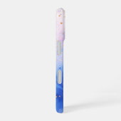 アクアレル・ルミエール 高級ピンクブルー水彩 iPhone 16ケース (右側面)