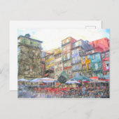アクアレル。Stadtansicht von Porto am Douro. ポストカード (正面/裏面)