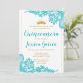 アクアレースアンドグリッター金ゴールドプリンセスキンセアニラ 招待状 (スタンド正面)