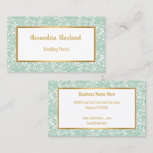 アクアレース金ゴールドホワイトビジネスカード 名刺 (正面/裏面)