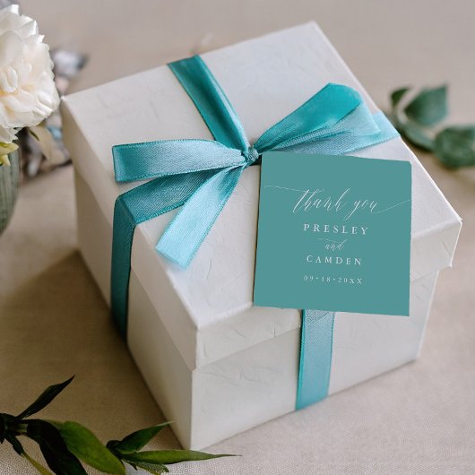 アクアロマンティックな結婚式の引き出物タグ Thank You フェイバータグ