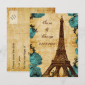アクアヴィンテージエッフェルタワーパリ日付を保存 案内ポストカード (正面/裏面)