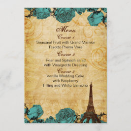 アクアヴィンテージエッフェルタワー結婚パリのメニューカード メニュー