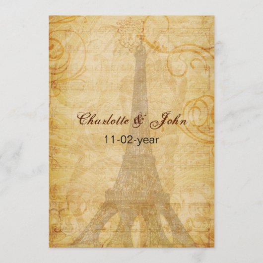 アクアヴィンテージエッフェルタワー結婚パリのメニューカード メニュー (裏面)