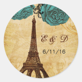 アクアヴィンテージエッフェルタワーParis封筒シール ラウンドシール