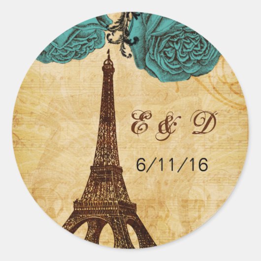 アクアヴィンテージエッフェルタワーParis封筒シール ラウンドシール (正面)