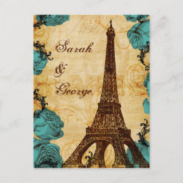 アクアヴィンテージエッフェルタワーParis wedding rsvp インビテーションポストカード