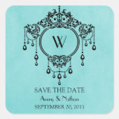 アクアヴィンテージシャンデリア日付ステッカーの保存 スクエアシール (正面)