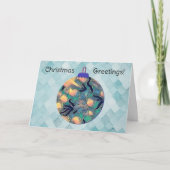 アクアヴィンテージスタイルブルークリスマスオーナメントカード カード (正面)