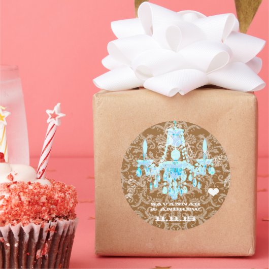 アクアヴィンテージダマスクシャンデリア ラウンドシール (パーティー)