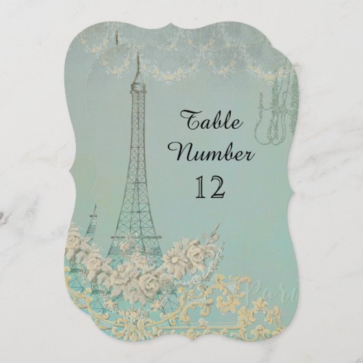 アクアヴィンテージパリパリ披露宴テーブル番号 招待状 (正面/裏面)