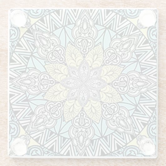 アクア万華鏡のように千変万化するパターンガラスコースター ガラスコースター (裏面)