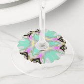 アクア万華鏡のように千変万化するパターンホタテ ワイングラスタグ (クローズアップ)