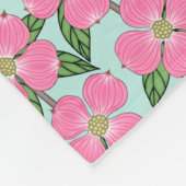 アクア上のピンクの開花ドッグウッド線スケッチフローラ フリースブランケット (角)