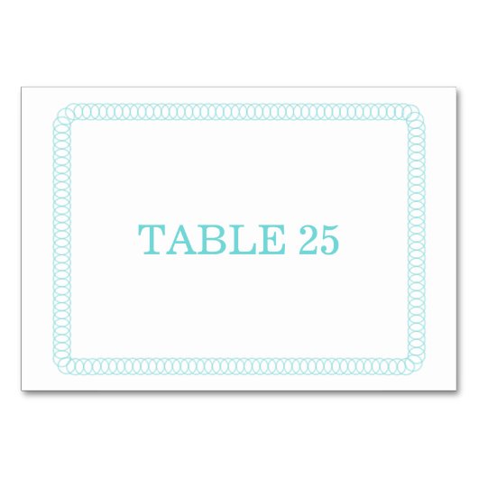 アクア丸いテーブルカード テーブルナンバー (正面)