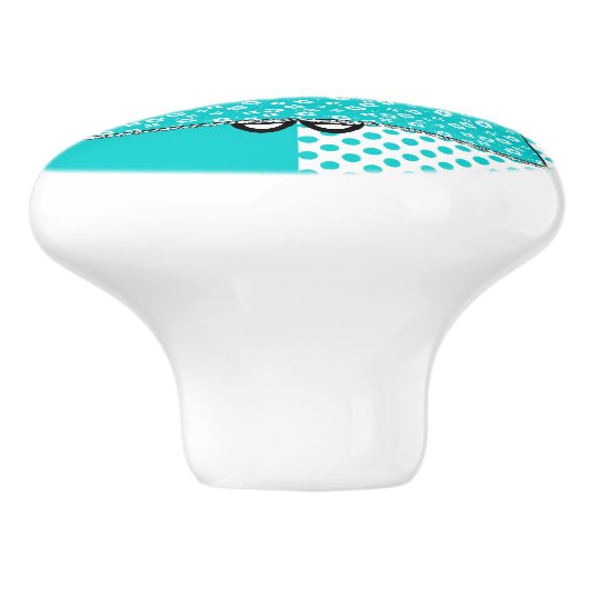 アクア付きルーシー水玉模様背景 セラミックノブ (側面)