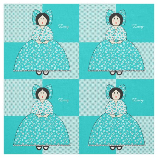 アクア付きルーシー水玉模様背景 ファブリック (見本)