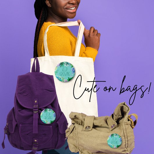 アクア保グ・グリーンとパープルを育てる多肉植物 缶バッジ