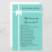 アクア及びリボンブライダルシャワーゲーム印刷 (正面/裏面)