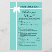 アクア及びリボンブライダルシャワーゲーム印刷 (正面)