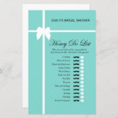 アクア及びリボンブライダルシャワーゲーム印刷 (正面/裏面)