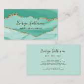 アクア及び金ゴールドアゲート名刺 名刺 (正面/裏面)