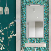 アクア及び金ゴールド抽象芸術ペブル細胞N2 タイル