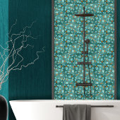 アクア及び金ゴールド抽象芸術ペブル細胞N3 タイル