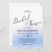 アクア及び金ゴールド水彩ビーチブライダルシャワー 招待状 (正面/裏面)