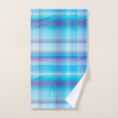 アクア市松模様にターコイズ柄バスタオルセット バスタオルセット (ハンドタオル)