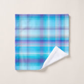 アクア市松模様にターコイズ柄バスタオルセット バスタオルセット (ウォッシュタオル)