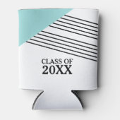 アクア幾何ストライプ卒業クーラーボックス 缶クーラー (正面)