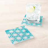 アクア幾何学パターン ガラスコースター (アングル)