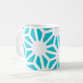 アクア幾何学パターン コーヒーマグカップ (正面左)