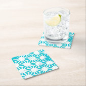 アクア幾何学パターン スクエアペーパーコースター (インサイチュ)