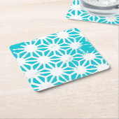 アクア幾何学パターン スクエアペーパーコースター (アングル)