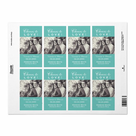 アクア応援を愛結婚するフォトワインボトル ラベル (フルシート)