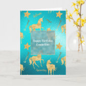 アクア感動的金ゴールドユニコーン星 カード (黄色い花)