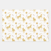 アクア感動的金ゴールドユニコーン星 ラッピングペーパーシート (正面3)