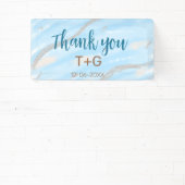 アクア感謝してい金ゴールド追加カップル名日付年文字 横断幕 (インサイチュ)