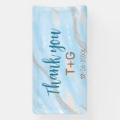 アクア感謝してい金ゴールド追加カップル名日付年文字 横断幕 (縦)